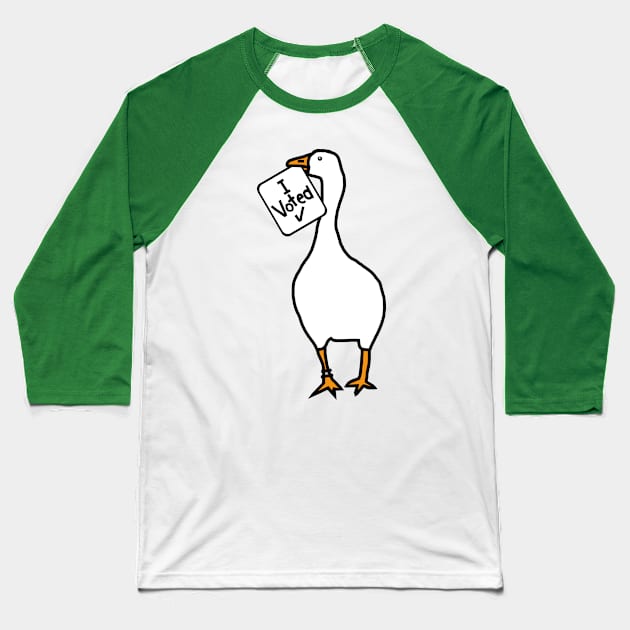 Goose with Stolen I Voted Sign Baseball T-Shirt by ellenhenryart